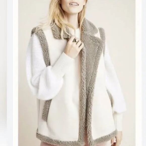 ANTHROPOLOGIE BY AKEMI + KIM PHOEBE SUEDE FAUX SHERPA OS - Picture 1 of 6